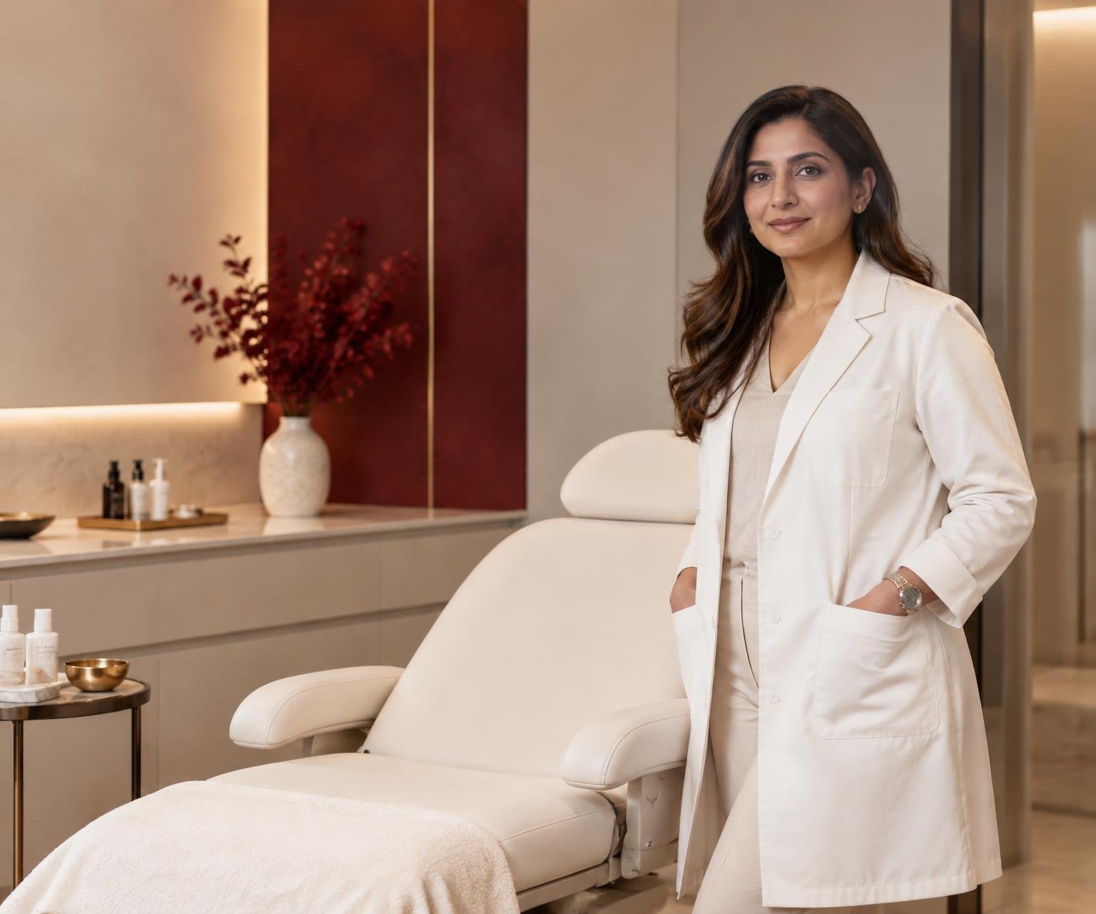 Aesthetic doctor in a refined treatment room